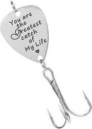 Creative Stainless Steel Hard Fish Hook Guitar Pick Decor with You are of My Life Pattern Treble Hook Fishing Lure Tackle Accessories for Outdoor Fishing