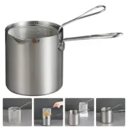 Stainless Steel Fryer Skillet Pan with Lid Deep Frying Pot Basket Dad