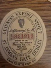 Guinness Export Stout St James Gate Dublin Beer Label 650ML S AUSTRALIAN BREWING