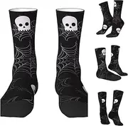 [BWLHJKE] Halloween Goth Crew Socks Hiking Running Thick Cushion Athletic Socks Casual Calf Sock Unisex Above Ankle Sock