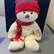 Snowboy Ty Beanie Buddies Plush Snowman Christmas Holiday Decor 14" Vintage 1999