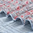 Block Print Quilted Reversible Twin 60" X 90" Pigeon Blue & Flamingo Pink