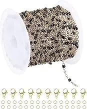 uxcell Stainless Steel Bead Chain, 16.4 Feet/5M Enamel Beaded Jewelry Link Cable Chains Spool Kit for Jewelry Making, Necklace, Bracelets, DIY Crafts (Rose Gold/Black, Pack of 1)