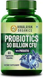 Himalayan Organics Probiotics 50 Billion CFU 150mg with Prebiotics | 10X Better Digestion & Immunity | Improve Gut Health - 60 Veg Capsules