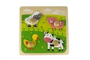 Kaper Kidz Farm Animal Large Peg Puzzle - Chunky Wooden Puzzle for Toddlers