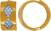 [JewelryWeb] 14k Two tone Gold Womens CZ Simulated Diamond Kite Pattern Huggie Hoop Earrings 13x13.5mm Wide-Hoop Earring for Women