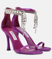 [Jimmy Choo] Jimmy Choo Verity 100 embellished satin sandals AU 3 purple