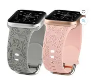 2 Pack Flower Engraved Sport Strap For Apple Watch 38/40/41mm