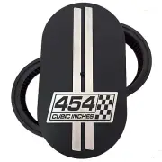 454 Big Block Chevy 15" Oval Air Cleaner Kit, Engraved Raised Billet Top - Black