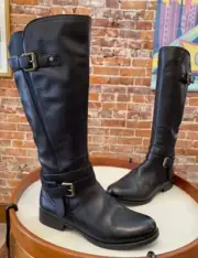 Naturalizer Black Leather Jordan Tall Wide Calf Riding Boot 6.5W New