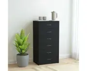 Chic Black Sideboard Storage Cabinet with Six Drawers for Living Room Office