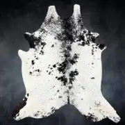 Extra Large Salt and Pepper Cowhide Rug Size 6.6x7.8 ft---4740
