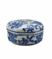 Blue White Floral Ceramic 10cm Mum Jewellery Trinket Keepsake Box Wedding Favour