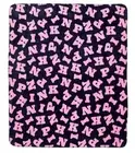 Victoria's Secret Pink Sherpa Blanket Navy Blue Pink Tulip Logo 60" x 50" NIP