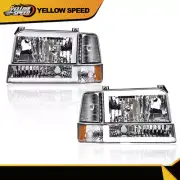 Fit For 92-96 Ford F150 F250 F350 LED DRL Chrome Clear Corner Headlights Lamps (for: Ford)