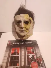 Halloween Kills Michael Myers Latex Mask + 2 Pc Window Silhouettes Stickers