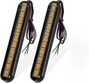 Motorcycle Turn Signal Mini LED Light Strip Flowing Water License Plate Light Rear Brake Stop Lamp Tail Indicator DC 12V 24LED(2P Red to Yellow)