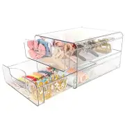 Clear Acrylic 2 Drawers Storage Organizer for Hair Accessories Stackable Cont...