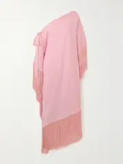 [Taller Marmo] Taller Marmo - Aarons One-shoulder Fringed Crepe Maxi Dress - Baby pink - One size One size Pink