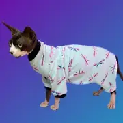 Dragonfly Print Cat Romper Catsuit Pyjamas Sphynx Jumper Jumpsuit Devon Rex Coat