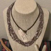 Peyote Bird Free Spirit Seed Bead Statement Necklace With Leather Cord