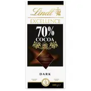 Lindt Excellence 70% Cocoa Dark Chocolate Block 100g