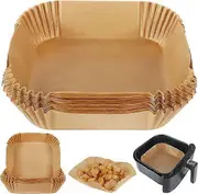 Air Fryer Baking Paper Liners, 50 Pieces Disposable Square Liners, Fryer Oil-Proof, Compatible with COSORI, Ninja, Tower Cosori (Unbleached)