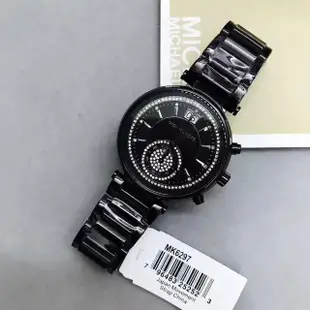 全館免運 Michael Kors 手錶 全新正品 MK6297 時尚黑色不銹鋼錶帶腕錶/女錶 單眼 日期手錶 款 可開發票