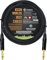 12 Foot - Gotham GAC-1 Ultra Pro - Premium Low-Cap (21 pf/F) Guitar Bass Instrument Cable - w/Neutrik Gold Straight to Straight ¼ inch (6.35mm) TS Connectors - Custom Made by WORLDS BEST CABLES