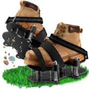 Lawn Aerator Shoes for Grass, Upgraded Aerating Shoe Double-Layer Spring Auto...