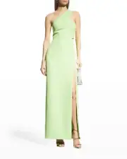 Aidan Mattox One-Shoulder Crepe Cutout Gown Green Size 0 Nwt