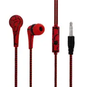 2PCS Portable 3.5mm Wired Music Headset Super Bass Crack In-ear Earphone Headphone With Mic for IPhone Xiaomi Samsung RED COLOR