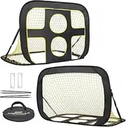 MTSDM Soccer Goal, Target Net for Football, 2 Pockets Practice Sports Nets Soccer Portable Softball Training Aid Netting Target Rebounder Screen Backyard Outdoor Camping Equipment with Carry Bag