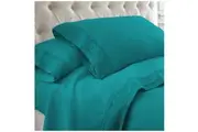 Kingtex 1500 Thread Count Crochet Lace Microfibre Sheet Set Double Teal/Teal