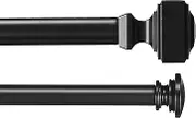 Amazon Basics 3cm Double Curtain Rod with Square Finials - 91 to 183cm, Black