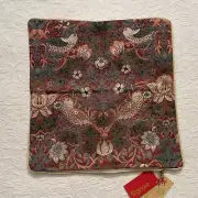 Tapestry Pillow Cover bird floral maroons green beiges Signare Strawberry NWT