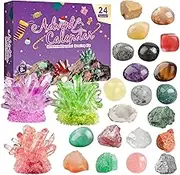 Crystal Advent Calendar 2025 - Crystal Calendar 2025 | Decorative Rocks | Adult Rock Gemstone Calendars | 24 Days Natural Rock Collection Educational Toy Gemstones Science Kit For Men Women Birthday