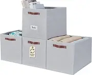 [DECOMOMO] Storage Baskets, 13x15x13 Storage Cube Bins with Labels for Organizing Shelves (Kallax / 4pcs, Light Texture Grey)