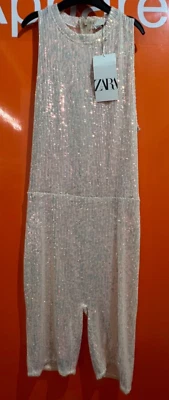 Zara Nude/Pink Iridescent Sequin Playsuit, Size Small, New With Tag, Sf/2