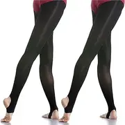 [DANCEYOU] 70 Denier Dance Stirrup/Footless Tights Pantyhose for Women Big Girls Pack of 2