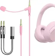 Geekria NOVA Boom Mic Headphones Cable Compatible with Sony, Skullcandy, Beats, JBL, 3.5mm Jack Replacement Cord for Gaming & Meeting (5.6ft / Pink)