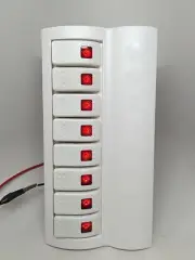 MARINE BOAT WHITE SWITCH PANEL 8 GANG RED LED INDICATOR ROCKER CIRCUIT BREAKER
