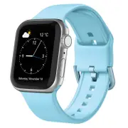 For Apple Watch Series 6,40-mm Case,Pin Buckle Silicone Watch Band,Light Blue