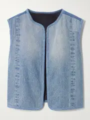 [B SIDES] B SIDES - Reversible Denim And Faux Shearling Vest - Black - XS/S XS/S Black