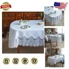 Stylish Machine Washable Oval Tablecloth – Exquisite Macrame 60 x 104 Inch