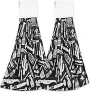 RPLIFE Hand Towel with Loop, Soft Quick Dry Hand Towel with Loop Kids, 18.2 x 14 Inch, Set of 2, Automotive Detailing Tools Black