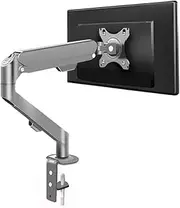 Monitor Arm Gas Single Monitor Arm Fits 17-30" Screens Within 19.8 lbs, Adjustable Gas Spring Monitor Desk Mount with C-Clamp & Grommet Base, Max VESA 100x100mm Monitor Desk Mount(Silver Gray)