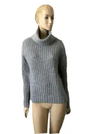 NWT BANANA REPUBLIC GRAY CABLE WOOL-ALPACA CHUNKY TURTLENECK SWEATER SIZE M