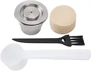 Coffee Capsule Reusable Stainless Steel Coffee Pod with Filter Paper Spoon Brush for Coffee Maker