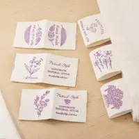 在飛比找ETMall東森購物網優惠-現貨手工布標紫色花束花朵葉子花籃子純棉標簽輔料縫紉側標對折